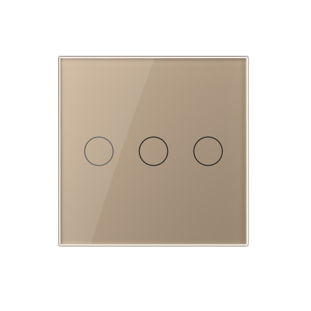 Сенсорный выключатель Livolo 3 клавиши 1 пост Золотой UK стандарт VL-B603-3AG