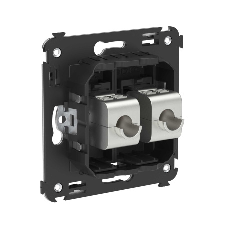 Компьютерная розетка RJ-45 без шторки в стену, кат.5e двойная экранированная, "Avanti", "Черный матовый" DKC