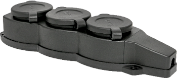 Розетка (колодка) трехместная с защит, крышками каучуковая 230В 2P+PE 16A IP44 Марс EKF