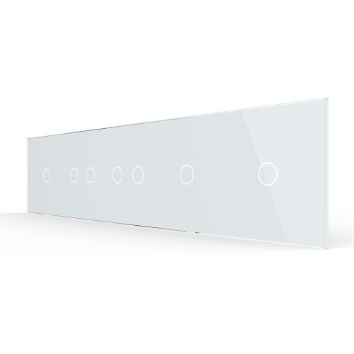 Панель для пяти сенсорных выключателей, 7 клавиш (1+2+2+1+1), цвет белый, стекло Livolo