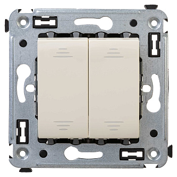Выключатель двухклавишный в стену, "Avanti", "Ванильная дымка" DKC