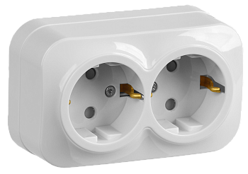 Розетка двухместная ОУ РСш22-3-ХБ с з/з и защитной шторкой 16А GLORY белый IEK