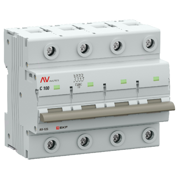 Выключатель автоматический ВА МОД AV-125 4П 100A D 10кА AVERES EKF