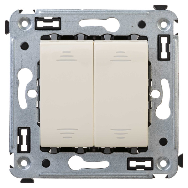 Выключатель двухклавишный в стену, "Avanti", "Ванильная дымка" DKC