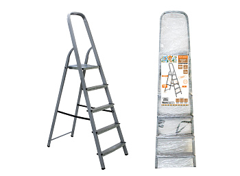 Стремянка стальная ССт-5, 5 ступеней с цинковым покрытием, стальной профиль, h=1050 мм, Народная TDM