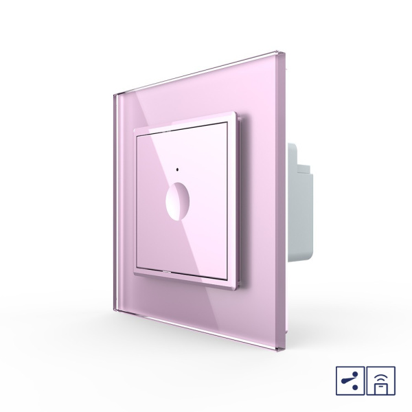 Одноклавишный проходной сенсорный выключатель Module с функцией радиоуправления, цвет розовый Livolo