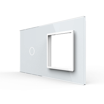 Панель двойная: 1 выключатель + 1 розетка Белая Livolo