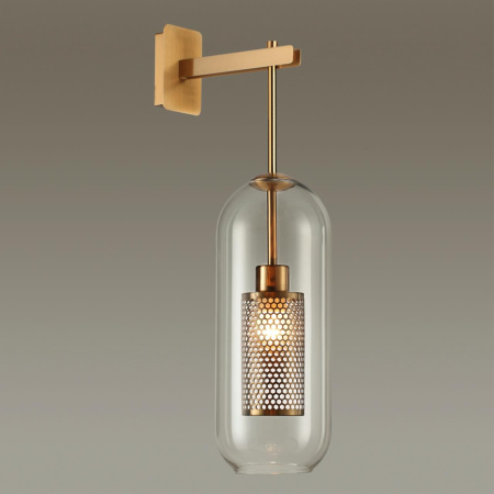Бра E27 1*40W CLOCKY античн.бронза/металл/прозрачный/стекло B ODEON LIGHT
