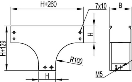 Ответвитель TD Т-образный вертикальный осн.400 H100, цинк-ламельный DKC