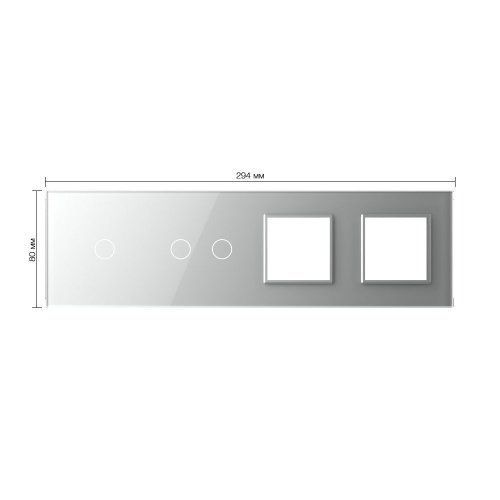 Панель для 2-х сенсорных выключателей и 2-х розеток, 3 клавиши (1+2), цвет серый, стекло Livolo фото 2