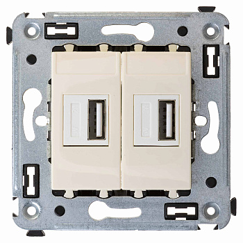 USB зарядное устройство в стену, "Avanti", "Ванильная дымка" DKC