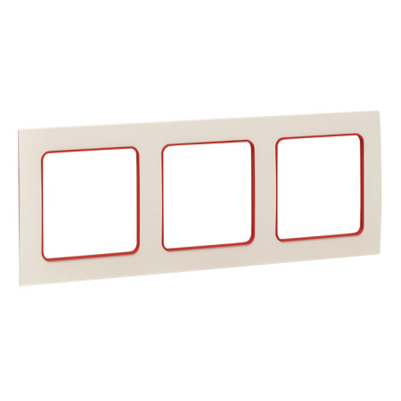 Стокгольм Рамка 3-местная белая с линией цвета красный EKF