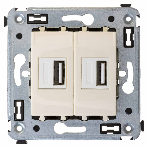 USB зарядное устройство в стену, "Avanti", "Ванильная дымка" DKC