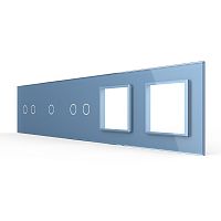 Панель для 3-х сенсорных выключателей и 2-х розеток, 5 клавиш (2+1+2), цвет синий, стекло Livolo