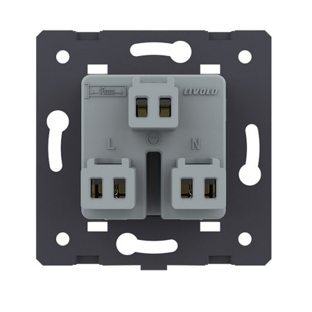 Розетка универсальная с з/з с защитными шторками 16A, цвет серый (механизм) Livolo