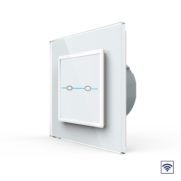 Сенсорный радиоуправляемый выключатель Quadro 2 клавиши 1 пост Белый Livolo