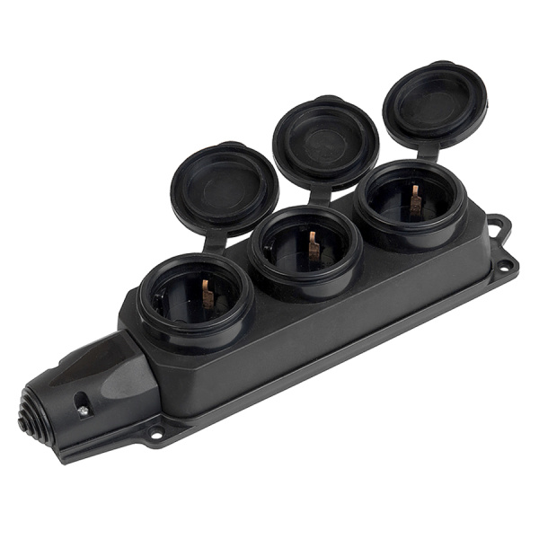 Розеточная колодка GSB-16-4-G-IP44, 16А, 4 места, с заземлением, без выключателя, IP44 General