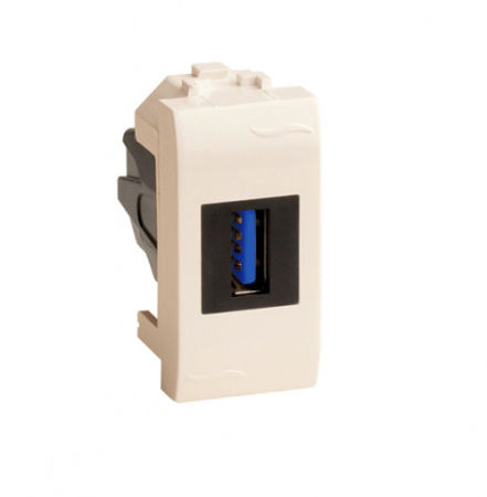 USB 3.0 розетка, Brava, сл кость, 1 мод. DKC