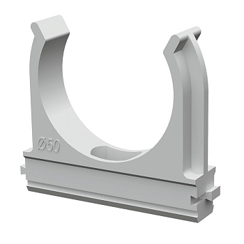 Крепеж-клипса для труб АБС-пластик в п/э d50 мм (10шт/200шт уп/кор) Промрукав