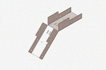 Лоток замковый глухой КСЗГ 50х50-45 УТ1,5 для поворота трассы вниз на 45, оцинкованный лист, S1,5