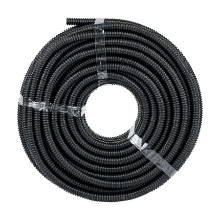 Труба гофр, ПНД тяжелая с протяжкой d16 мм (100 м) черная EKF-Plast