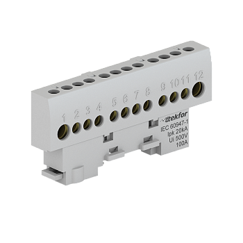 Шина нулевая изолированная KSN-6-6x9-08 GREY Tekfor