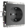 Встраиваемые механизмы Розетка СУ 1 мест. с зазем. 16А графит рифленый IP20 Werkel