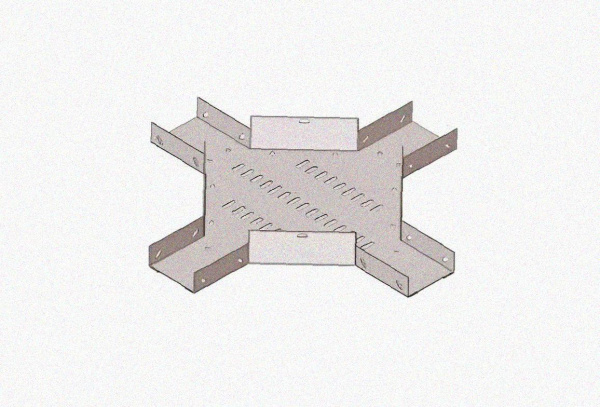 Лоток крестообразный замковый глухой КМЗГ 300х100 УТ1,5, горячее цинкование, S1,0