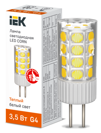 Лампа светодиодная CORN капсула 3,5Вт 230В 3000К керамика G4 IEK