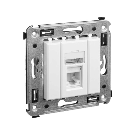 Компьютерная розетка RJ-45 в стену, кат.6 одинарная,"Avanti", "Белое облако" DKC