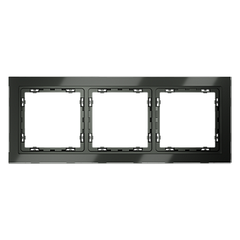 Рамка стеклянная Voltum S70 на 3 поста, (титан, стекло)