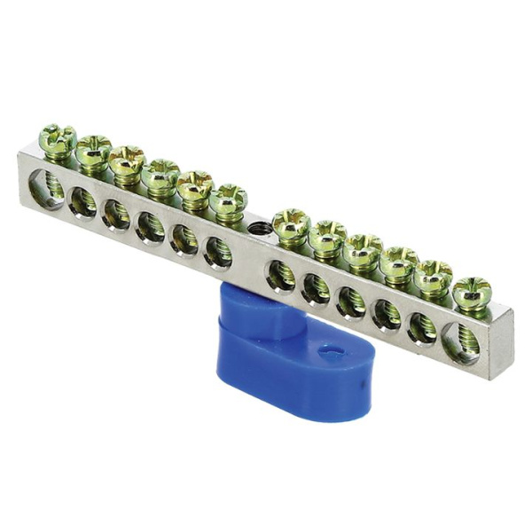 Шина "0" N (6x9мм) 12 отв, цинк синий угловой изолятор PROxima EKF