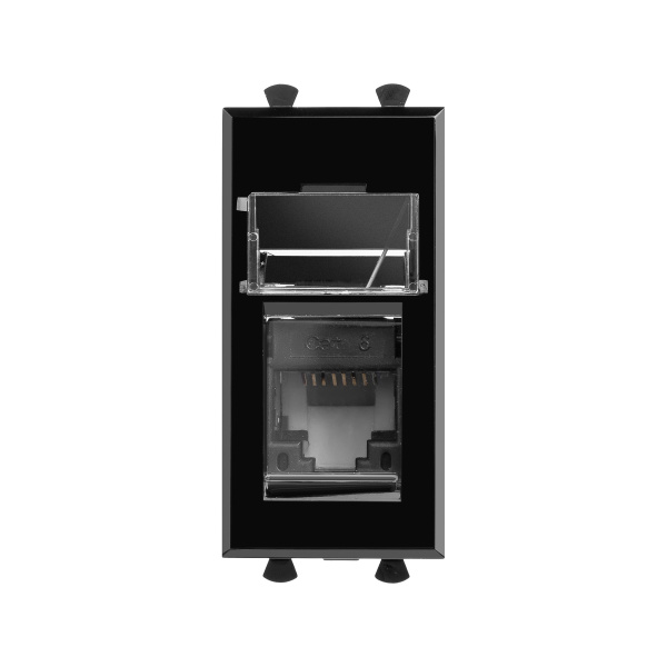 Компьютерная розетка RJ-45 модульная, кат.6, "Avanti", "Черный квадрат", 1 модуль DKC Компьютерная розетка RJ-45 модульная, кат.6, "Avanti", "Черный квадрат", 1 модуль DKC