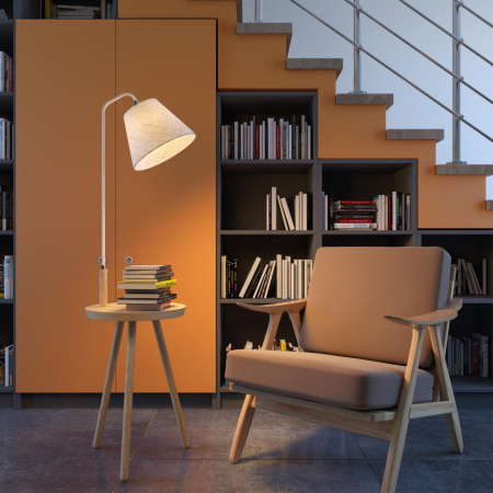 Торшер E27 1*60W 220V KALDA светлое дерево/рогожка ODEON LIGHT