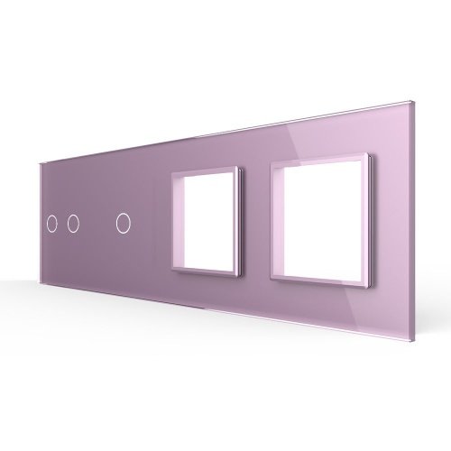 Панель для 2-х сенсорных выключателей и 2-х розеток, 3 клавиши (2+1), цвет розовый, стекло Livolo