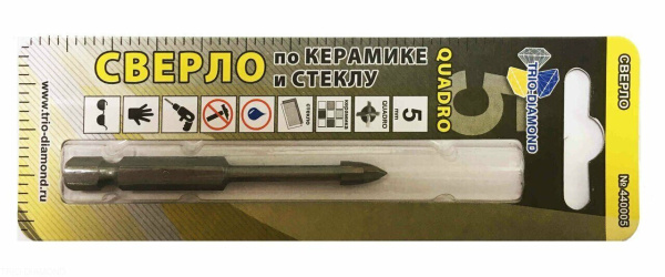 Сверло по керамике и стеклу квадро 5мм 440005 Trio-Diamond