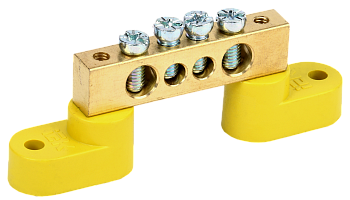 Шина PE "земля" на двух угловых изоляторах ШНИ-8х12-4-У2-Ж IEK