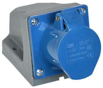 Розетка стационарная ССИ-113 2P+PE 16А 200-250В IP44 IEK