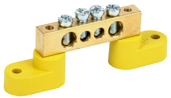 Шина PE "земля" на двух угловых изоляторах ШНИ-8х12-4-У2-Ж IEK