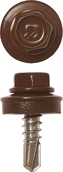 Саморезы СКМ кровельные, RAL 8017 шоколадно-коричневый, 19 х 5.5 мм, 500 шт, для металлических конструкций, Профессионал ЗУБР