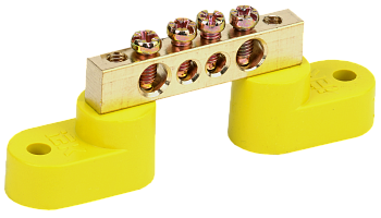 Шина PE "земля" на двух угловых изоляторах ШНИ-6х9-4-У2-Ж IEK