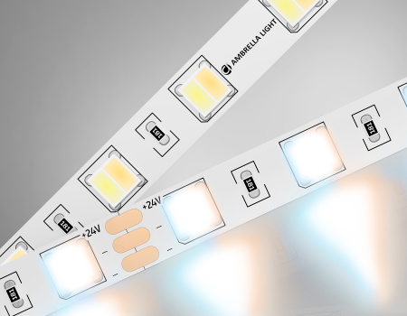Светодиодная лента с регулировкой температуры света GS4101 5050 60Led/ 14W m/ 24V IP20 CCT 3000-6500K/ 5000*10*1.87mm/ (3 конт.) Ambrella Light