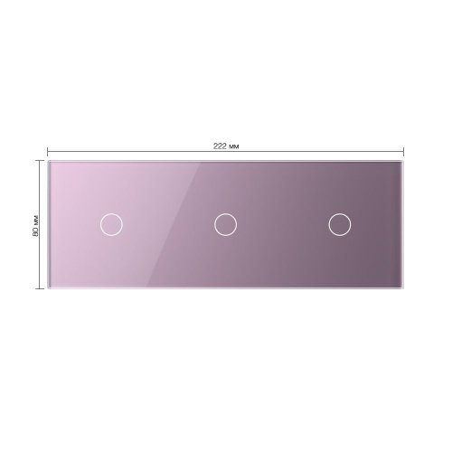 Панель для трех сенсорных выключателей, 3 клавиши (1+1+1), цвет розовый, стекло Livolo фото 2