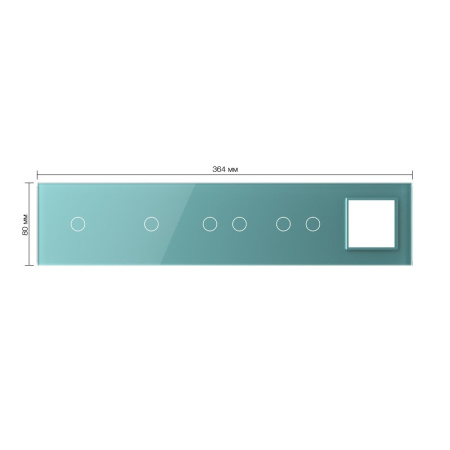 Панель для 4-х сенсорных выключателей и розетки, 6 клавиш (1+1+2+2), цвет зеленый, стекло Livolo