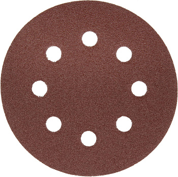 Круг шлифовальный "Мастер" универсальный, из абразивной бумаги на велкро основе, 8 отверстий, Р80, 125мм, 5шт ЗУБР