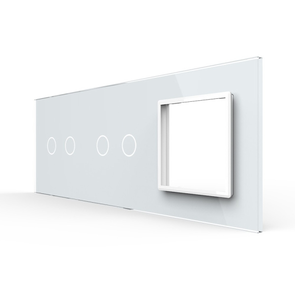 Панель тройная: 2 выключателя + 2 выключателя + 1 розетка Белая Livolo