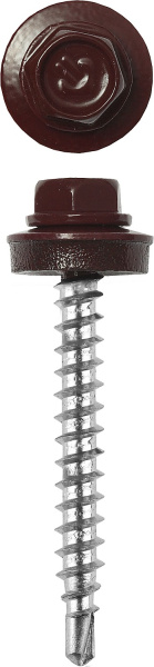 Саморезы СКД кровельные, RAL 3005 темно-красный, 70 х 4.8 мм, 160 шт, для деревянной обрешетки, Профессионал ЗУБР