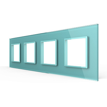 Рамка для розетки 4 поста, цвет зеленый, стекло Livolo