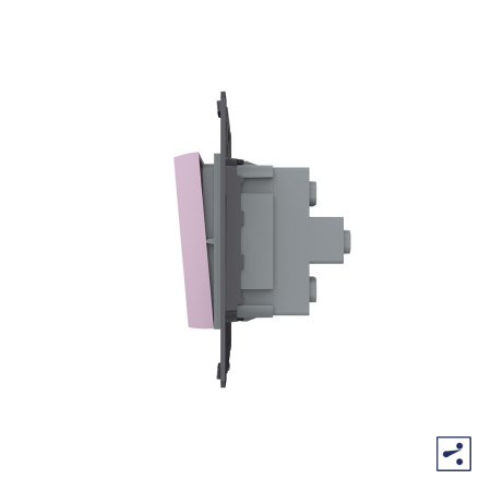 Двухклавишный проходной механический выключатель, цвет розовый (механизм) Livolo