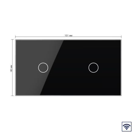 Сенсорный радиоуправляемый выключатель 2 клавиши (1-1), 2 поста Черный Livolo